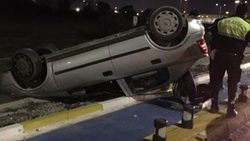 Taklalar atan otomobilden sağ salim çıktı