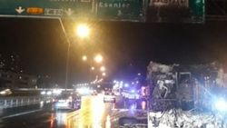 TEM'de otobüs alev alev yandı