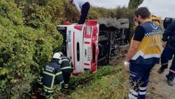 Tekirdağ'da vinç şarampole yuvarlandı: 3 yaralı