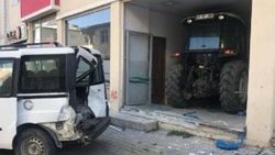 Erzurum'da traktör iş yerine girdi