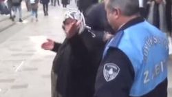 Dilenci kadın kamerayı görünce kaçtı