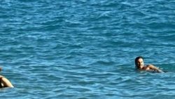 Antalya'da denize bu kez ısınmak için girdiler