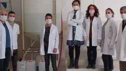 Öğretmen ve öğrenciler 55 saatte 38 ton dezenfektan üretti