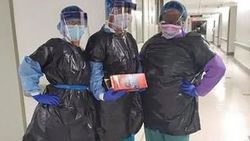 ABD ve İngiltere'de hemşireler, çöp poşetlerinden önlük giyiyor