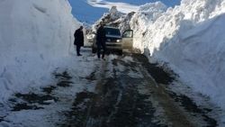 Hakkari’de 5 metreyi bulan karda yol açma çalışması