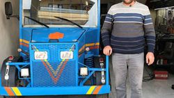 Kocaeli'de fabrika işçisi hurda malzemeden kamyonet yaptı