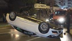 Takla atan otomobilden sağ salim kurtuldu