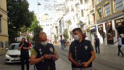 Taksim’de polisten hoparlörlü drone ile uyarı