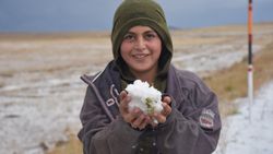Kars'ta dolu yağdı, etraf beyaza büründü