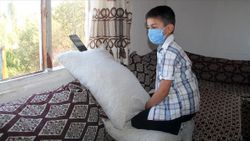 Amasyalı küçük Boran, EBA için pencere önünde