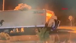 Burdur'da devrilip sürüklenen tırın şoförü sağ kurtuldu