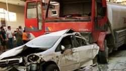 Hatay'da yangına su taşıyan tanker, 13 araca çarptı