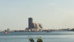 Moment of demolition of a 144-story building in Abu Dhabi 