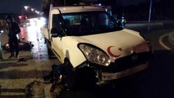 Samsun’da kamyona çarpan motosiklet sürücüsü yaralandı