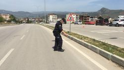 Bilecik'te karşıya geçmeye çalışan kaplumbağaya polis yardım etti