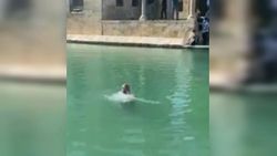 Balıklıgöl'e giren kişi balıklarla birlikte yüzdü