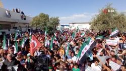 Suriye'de PKK'nın evlerinden ettiği halk protesto düzenledi