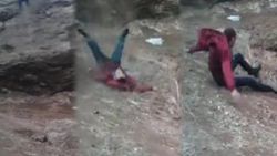 Uçurumdan düşen adamın aşırı sakin hareketleri İZLE