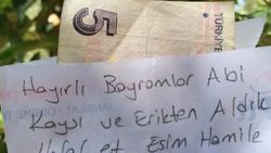 İzinsiz meyve aldığı bahçenin sahibine not bıraktı