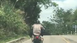 Motosiklet sürücüsüne saldıran yılan
