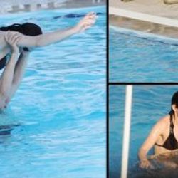 Ahu Türkpençe havuzda tango yaptı