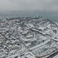 Havadan fotoğraflarla İstanbul'da kar