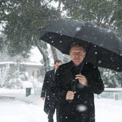 Cumhurbaşkanı Erdoğan kar altında yürüdü