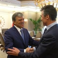 Abdullah Gül Rasmussen'i Köşk'e kabul etti