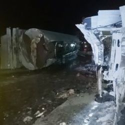 Gaziantep'te zift yüklü iki kamyon kaza yaptı