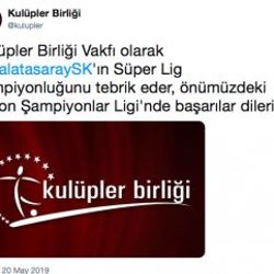Kulüpler Birliği G.Saray'ı tebrik etti