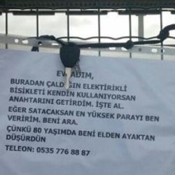 Çalınan bisikleti için anahtarıyla birlikte not bıraktı