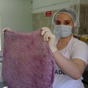Edirne'de mor yufka üretildi