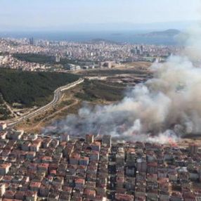 Maltepe'de askeri alanda yangın