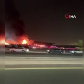 Suudi Arabistan'da bir tren istasyonunda yangın çıktı