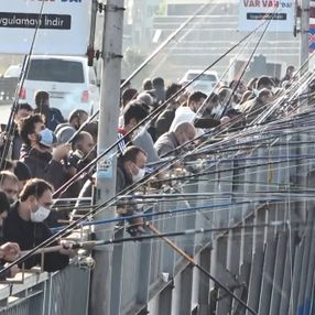 İstanbul'da olta balıkçıları koronavirüsü unuttu