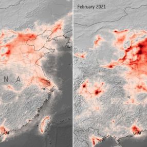 Normalleşmenin ardından hava kirliliğinin arttığını gösteren uydu görüntüsü