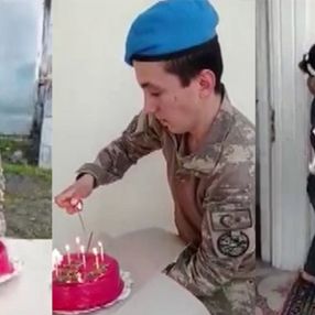Afrin'de görevli Mehmetçik'ten annesine doğum günü sürprizi