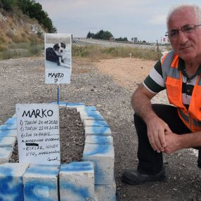 Antalya'da ölen köpeğinin mezarına 'maganda kurbanı' yazdı