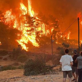 Muğla'da 9 gündür süren orman yangını, geceyi aydınlattı