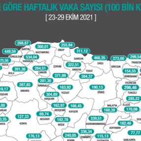 İllere göre haftalık vaka haritası açıklandı