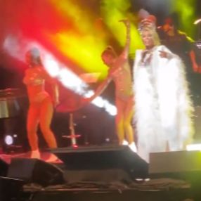 Ajda Pekkan, konserde bacaklarını gösterdi
