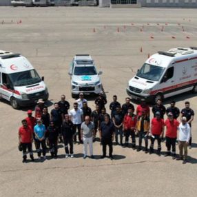 Gaziantep'te ambulans şoförlerinin eğitim görüntüleri