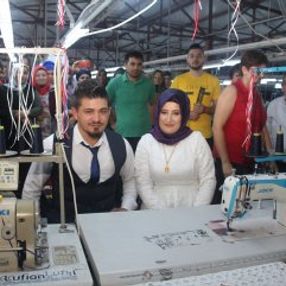 Ordu'da tekstilci çift, dikiş makinesinde nikaha oturdu