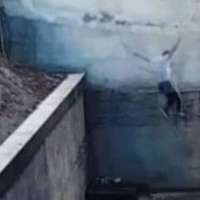 5 metrelik duvardan spor amaçlı atlamış