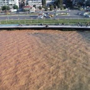 İzmir'de patlayan su borusu körfezi kahverengiye boyadı