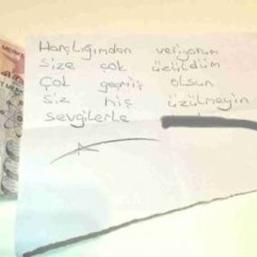 Yardım paketinin içine notla harçlığını bıraktı