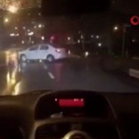Drift yaparken kazayı çekti