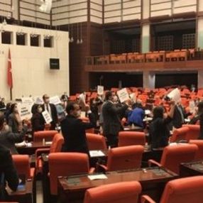 HDP'liler Meclis'te infaz yasasını protesto etti