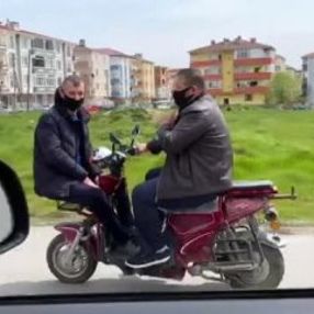 Tekirdağ'da tehlikeli motosiklet yolculuğu