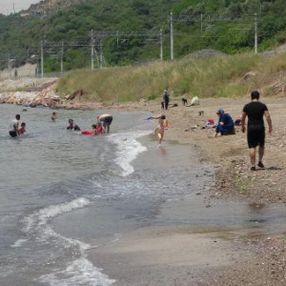 Kocaeli'de derenin kirlettiği plajda yüzdüler